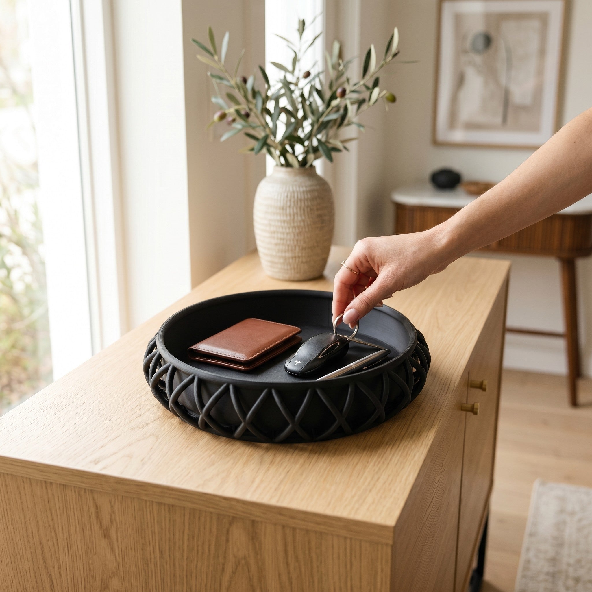 Woven-Look Decorative Bowl – 3D Printed Catchall Tray
