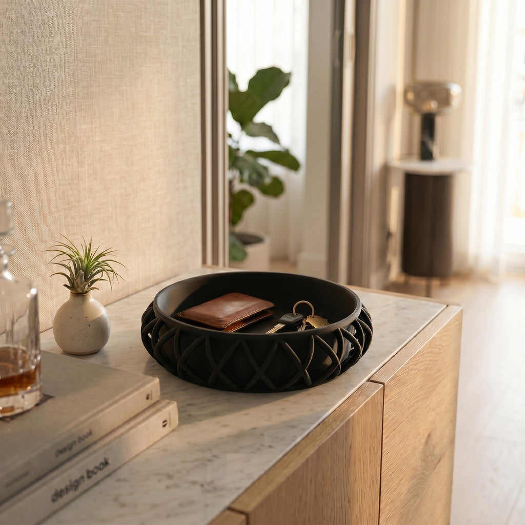 Woven-Look Decorative Bowl – 3D Printed Catchall Tray