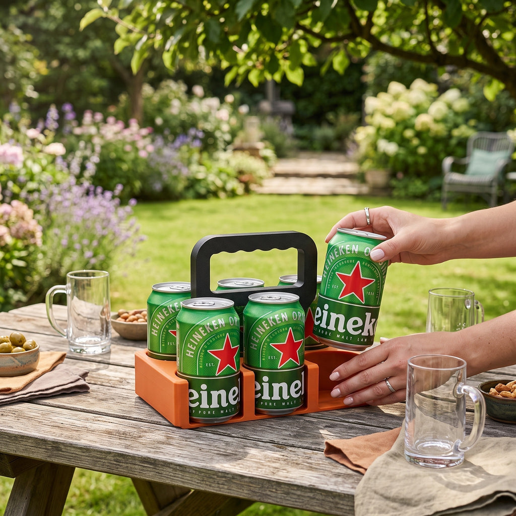 6-Pack Can Carrier with Handle – 3D Printed Drink Holder