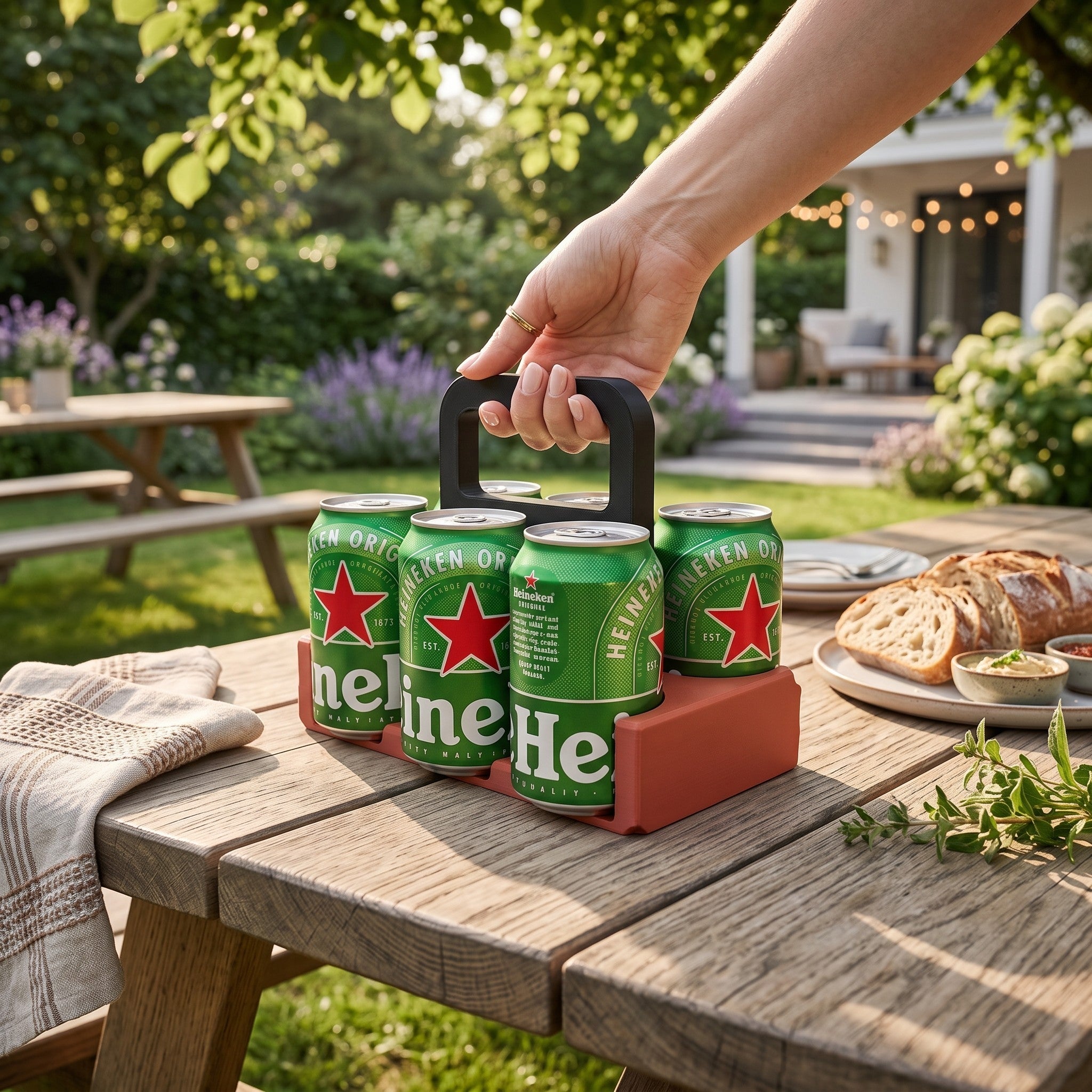 6-Pack Can Carrier with Handle – 3D Printed Drink Holder