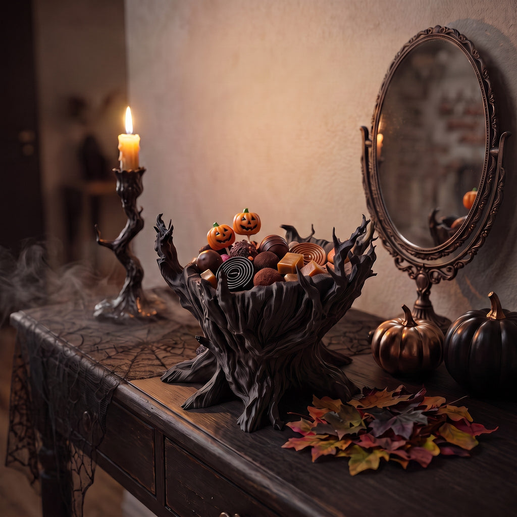 Darkwood Halloween Candy Bowl – Gnarled Tree Stump