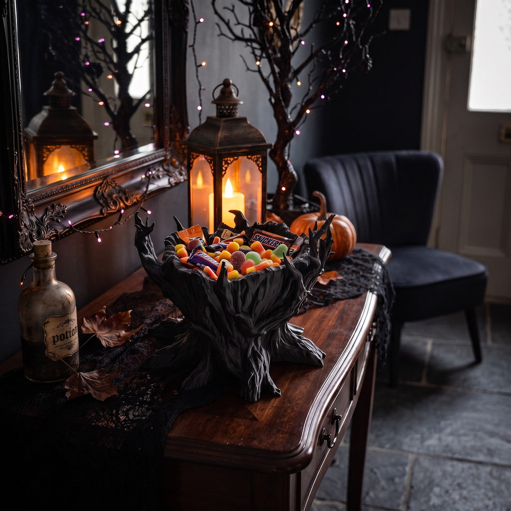Darkwood Halloween Candy Bowl – Gnarled Tree Stump