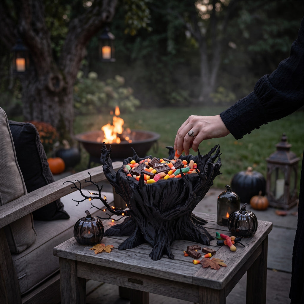 Darkwood Halloween Candy Bowl – Gnarled Tree Stump