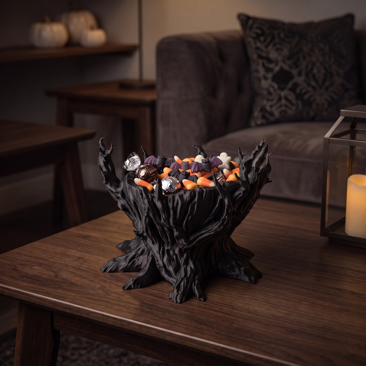 Darkwood Halloween Candy Bowl – Gnarled Tree Stump