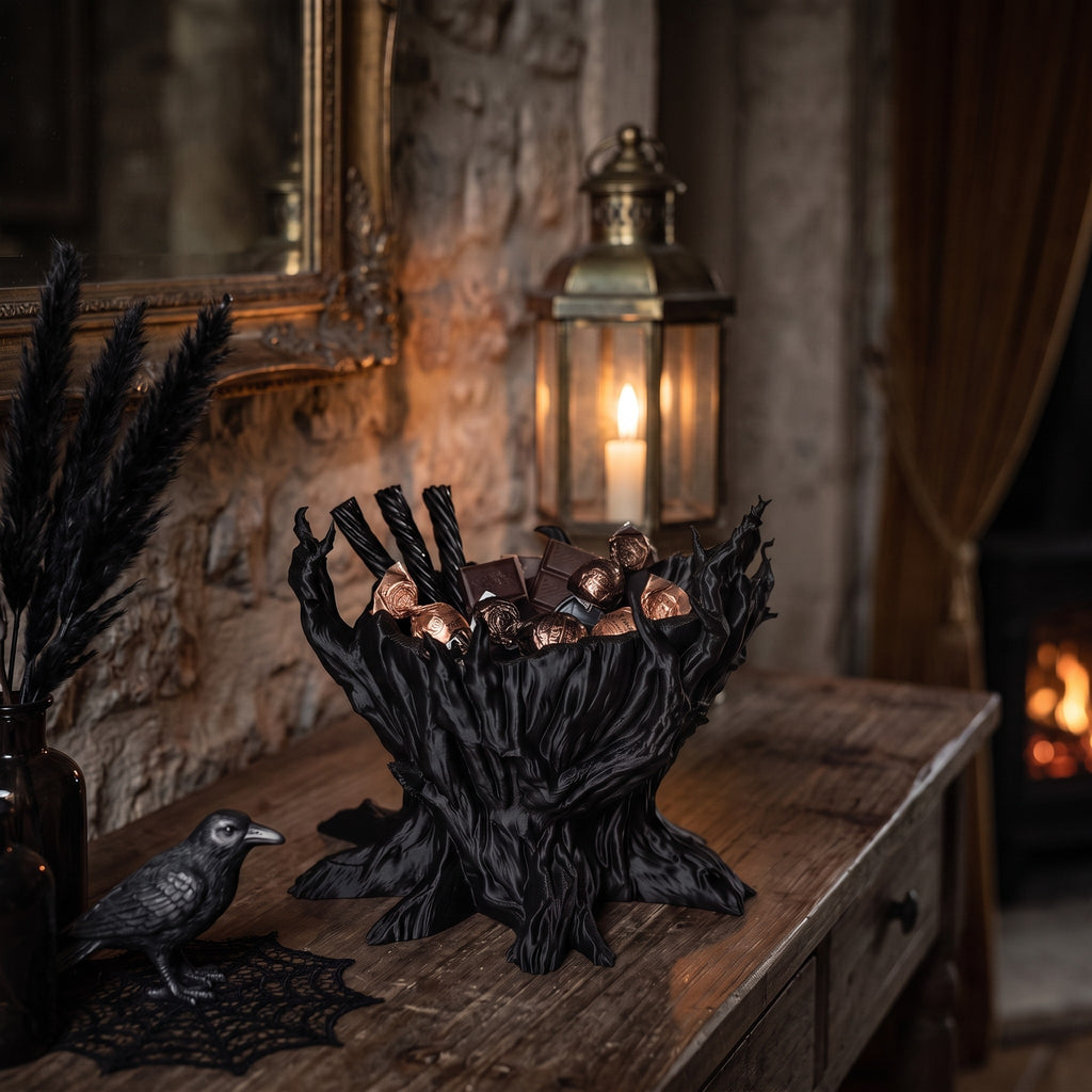 Darkwood Halloween Candy Bowl – Gnarled Tree Stump