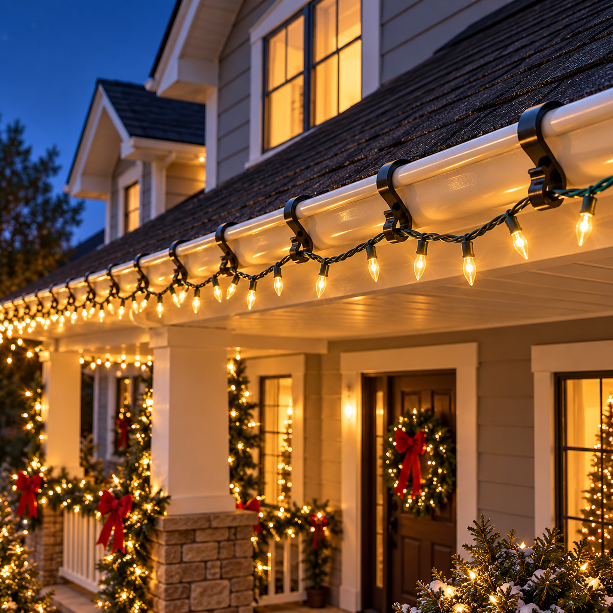 Christmas Light Clips – 43 Pack, Outdoor Gutter Hooks for String Lights