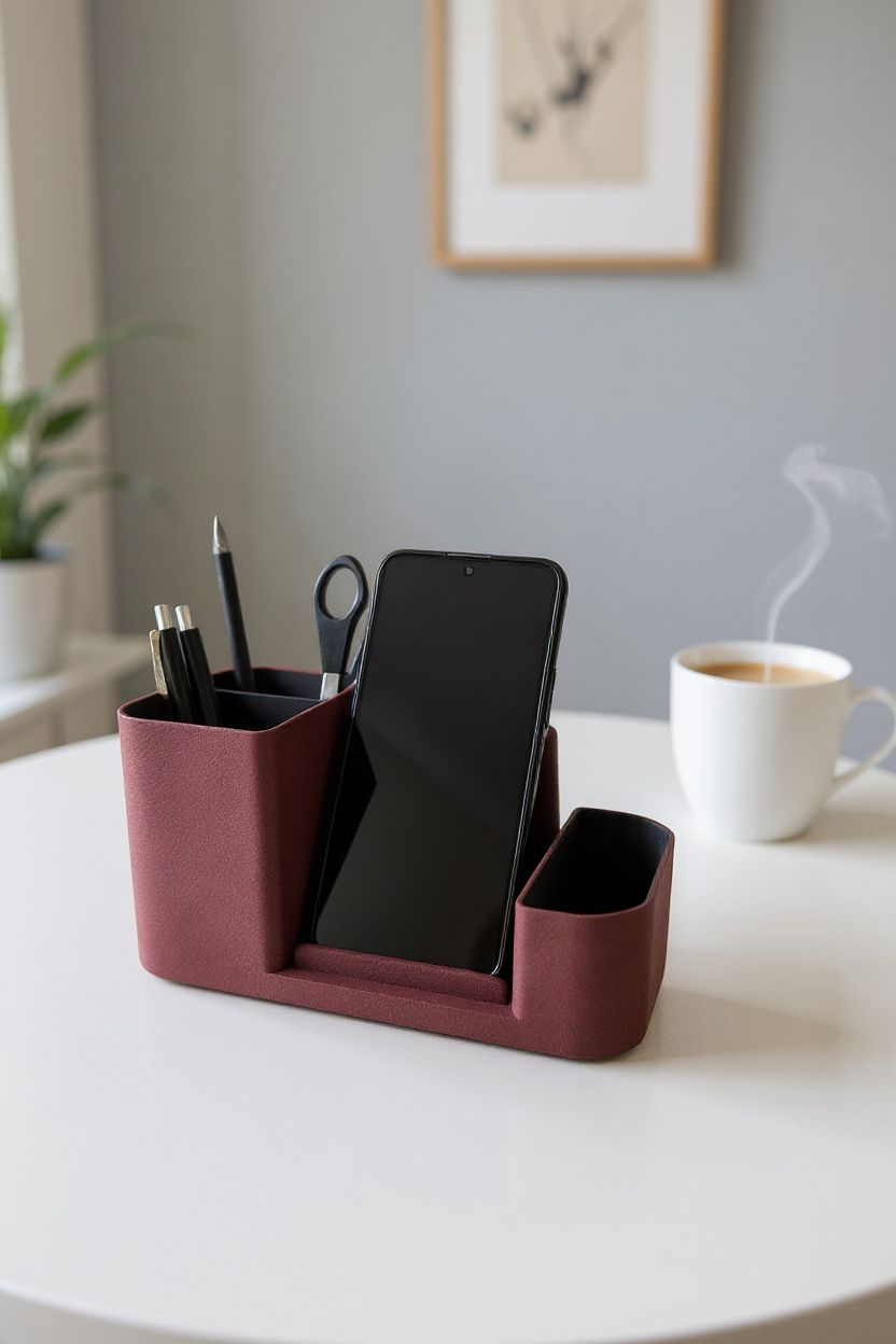 Desk Organizer with Phone Stand – 3D Printed Desktop Holder