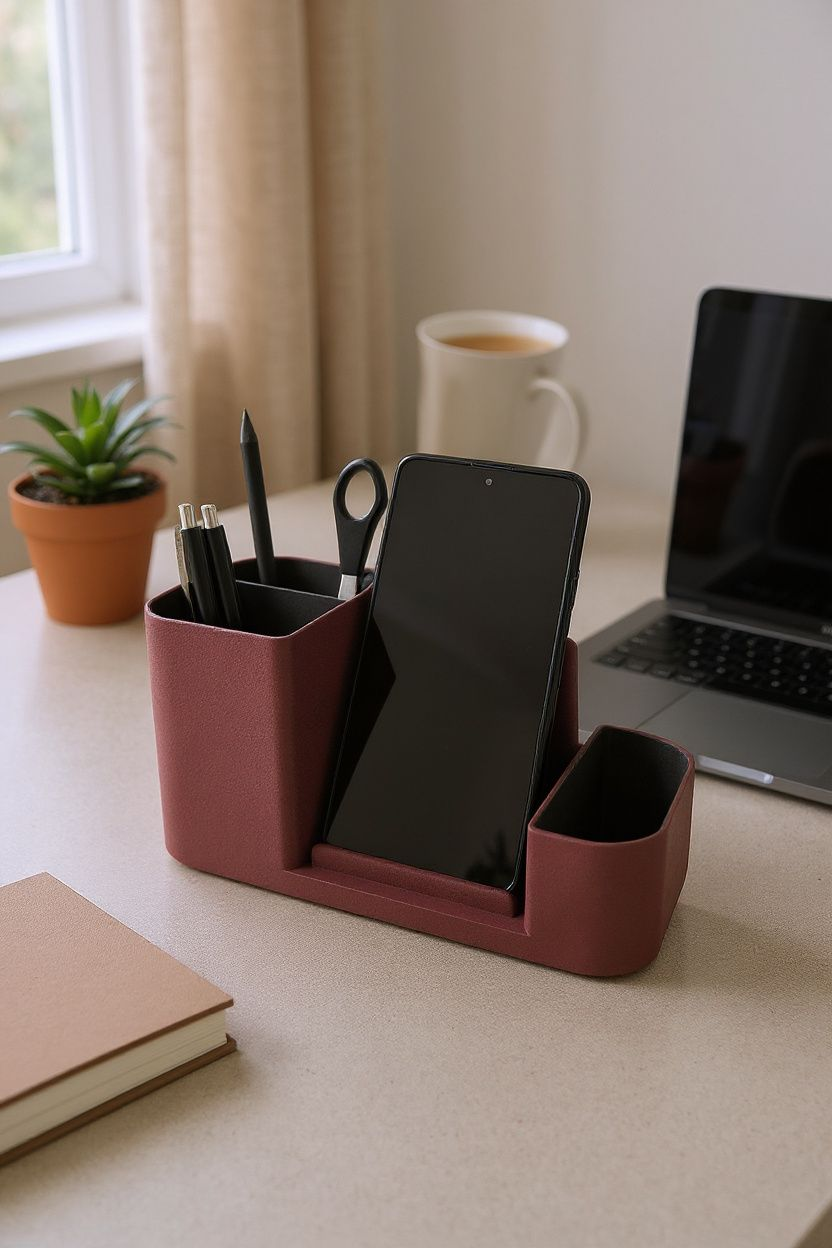 Desk Organizer with Phone Stand – 3D Printed Desktop Holder