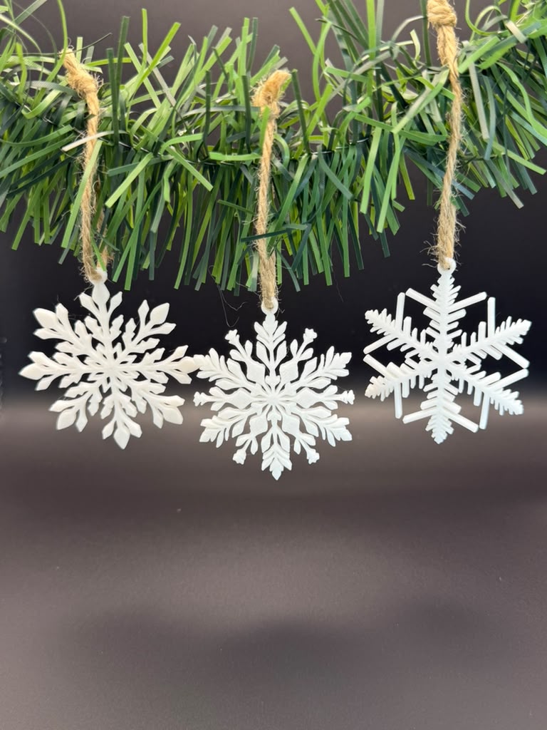 Christmas Snowflake Ornaments – Set of 10, 5 Unique Designs, 2 of Each