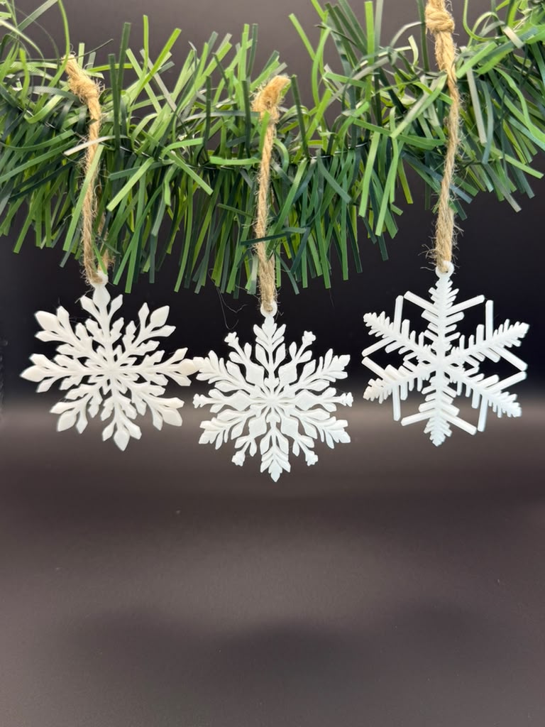 Christmas Snowflake Ornaments – Set of 10, 5 Unique Designs, 2 of Each